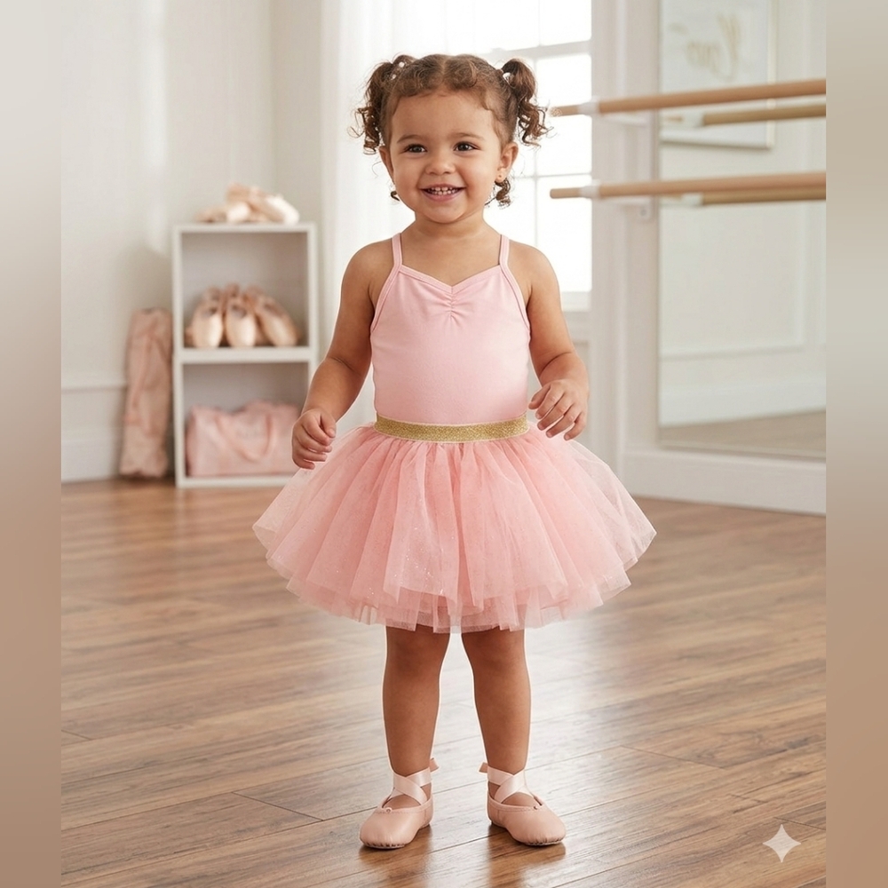 H&M Ballet Costume Size 1.5-2 Years Girls Pink and Gold Kids Tutu Dress